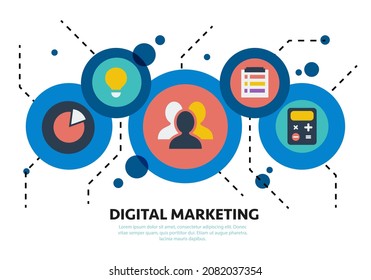 related flat design icons for business seo and social media marketing vector illustration