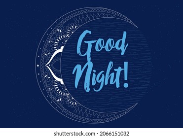 related hand drawn half moon with symbols vector illustration