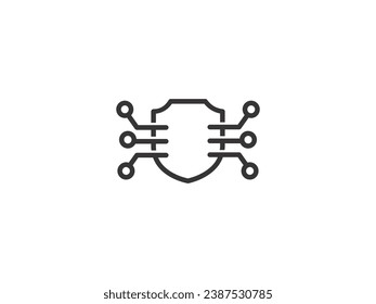 im Zusammenhang mit Internet und Sicherheitssystem editierbare Strich-Umrisssymbole einzeln auf weißem Hintergrund, flache Vektorgrafik.