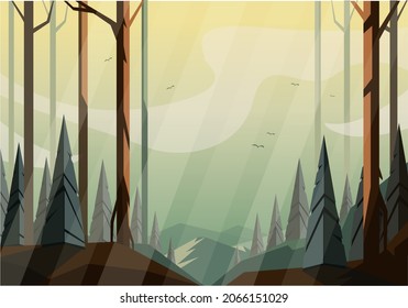 related nature landscape with tree designed vector illustration