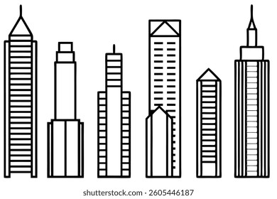 Related Skyscrapers Visualized Through Intricate Line Art