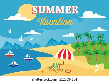 related summer beach vacation vector illustration
