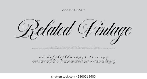 Related Vintage Hand drawn vector alphabet. Modern monoline signature script font. Elegant Signature Font. Best Alphabet Beautiful Calligraphy Signature Font lettering handwritten