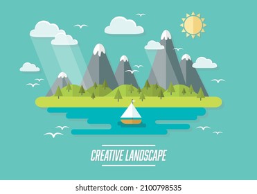 related web travel background with beautiful landscape vector illustration