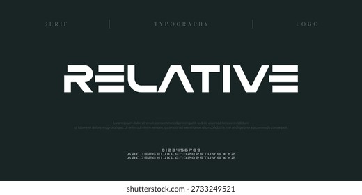 Relativo, creativo digital minimalista moderno logo alfabeto Fuentes. Tipografía minimalista urbana sana serif moda digital futuro logos creativos Fuentes. Ilustración vectorial
