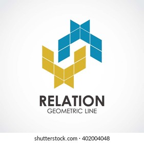 Relation chain of geometric line abstract vector and logo design or template digital business icon of company identity symbol concept
