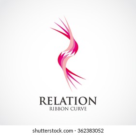 Relation curve of motion abstract vector and logo design or template ribbon connect business icon of company identity symbol concept