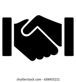 Relation Handshake vector icon. Flat black symbol. Pictogram is isolated on a white background. Designed for web and software interfaces.
