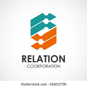 Relation line of corporation abstract vector and logo design or template community business icon of company identity symbol concept