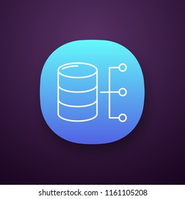 Relational database app icon. Big data. Server. UI/UX user interface. Web or mobile application. Vector isolated illustration