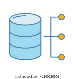 Relational database color icon. Big data. Server. Isolated vector illustration