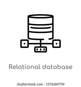 relational database management system vector line icon. Simple element illustration. relational database management system outline icon from technology concept. Can be used for web and mobile