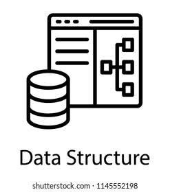 Relational database schema on website, line icon design 