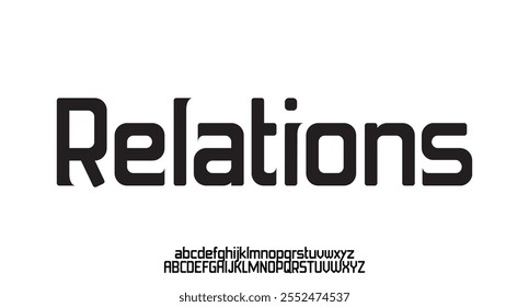 Relations, abstract sporty technology alphabet font. digital space typography vector illustration design