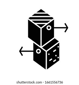 Icono negro Relaciones, ilustración conceptual, símbolo plano vectorial, signo de glifo.