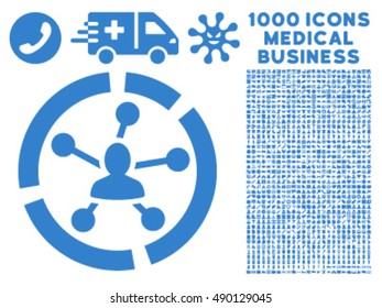 Relations Diagram icon with 1000 medical business cobalt vector design elements. Collection style is flat symbols, white background.