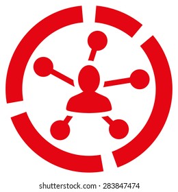 Relations diagram icon from Business Bicolor Set. Vector style: flat symbol, red color, rounded angles, white background.