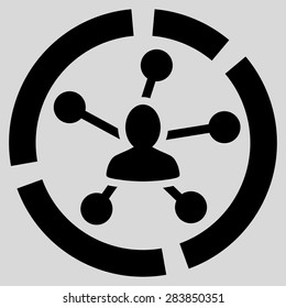 Relations diagram icon from Business Bicolor Set. Vector style: flat symbol, black color, rounded angles, light gray background.