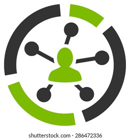 Relations diagram icon from Business Bicolor Set. Vector style: bicolor flat symbol, eco green and gray colors, rounded angles, white background.