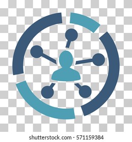 Relations Diagram icon. Vector illustration style is flat iconic bicolor symbol, cyan and blue colors, transparent background. Designed for web and software interfaces.