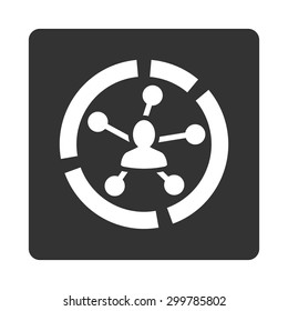 Relations diagram icon. Vector style is white and gray colors, flat rounded square button on a white background.
