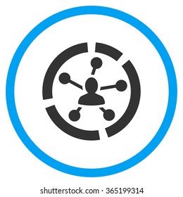 Relations Diagram vector icon. Style is bicolor flat circled symbol, blue and gray colors, rounded angles, white background.