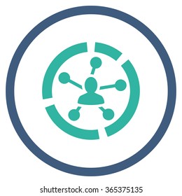 Relations Diagram vector icon. Style is bicolor flat circled symbol, cobalt and cyan colors, rounded angles, white background.