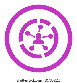 Relations diagram vector icon. This rounded flat symbol is drawn with violet color on a white background.