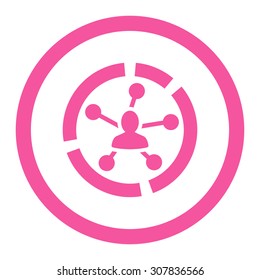Relations diagram vector icon. This rounded flat symbol is drawn with pink color on a white background.