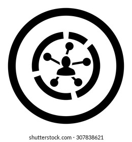 Relations diagram vector icon. This rounded flat symbol is drawn with black color on a white background.