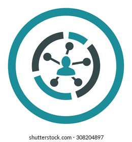 Relations diagram vector icon. This rounded flat symbol is drawn with soft blue colors on a white background.