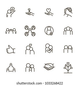 Relations and Emotions Signs Black Thin Line Icon Set Include of Experience and Feeling. Vector illustration of Relationship Elements