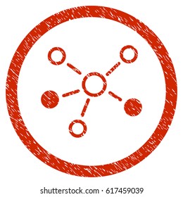 Relations grainy textured icon inside circle for overlay watermark stamps. Flat symbol with scratched texture. Circled dotted vector red ink rubber seal stamp with grunge design on a white background.