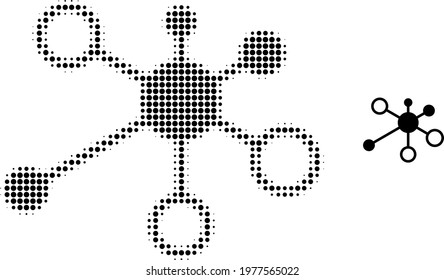 Relations halftone dotted icon illustration. Halftone pattern contains round elements. Vector illustration of relations icon on a white background. Flat abstraction for relations symbol.