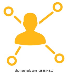 Relations icon from Business Bicolor Set. Vector style: flat symbol, yellow color, rounded angles, white background.