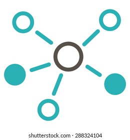 Relations icon from Business Bicolor Set. Vector style: flat bicolor symbols, grey and cyan colors, rounded angles, white background.
