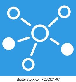 Relations icon from Business Bicolor Set. Vector style: flat symbols, white color, rounded angles, blue background.