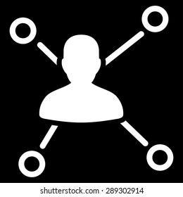 Relations icon from Business Bicolor Set. Vector style: flat symbol, white color, rounded angles, black background.