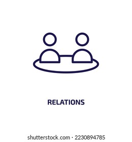 relations icon from people collection. Thin linear relations, business, internet outline icon isolated on white background. Line vector relations sign, symbol for web and mobile
