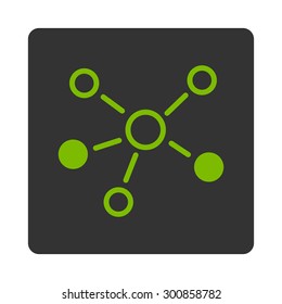 Relations icon. Vector style is eco green and gray colors, flat rounded square button on a white background.