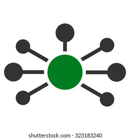 Relations vector icon. Style is bicolor flat symbol, green and gray colors, rounded angles, white background.