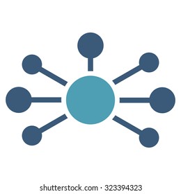 Relations vector icon. Style is bicolor flat symbol, cyan and blue colors, rounded angles, white background.