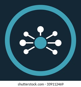 Relations vector icon. Style is bicolor flat rounded symbol, blue and white colors, rounded angles, dark blue background.