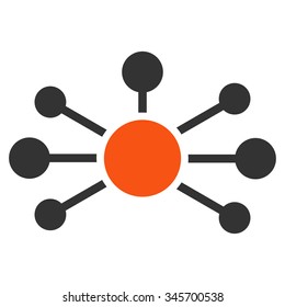 Relations vector icon. Style is bicolor flat symbol, orange and gray colors, rounded angles, white background.