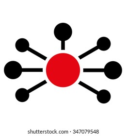 Relations vector icon. Style is bicolor flat symbol, intensive red and black colors, rounded angles, white background.