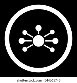 Relations vector icon. Style is flat rounded symbol, white color, rounded angles, black background.