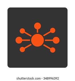Relations vector icon. Style is flat rounded square button, orange and gray colors, white background.