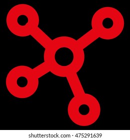 Relations vector icon. Style is outline flat icon symbol, red color, black background.
