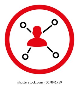 Relations vector icon. This rounded flat symbol is drawn with intensive red and black colors on a white background.