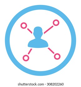 Relations vector icon. This rounded flat symbol is drawn with pink and blue colors on a white background.